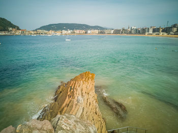 Scenic view of sea against clear sky