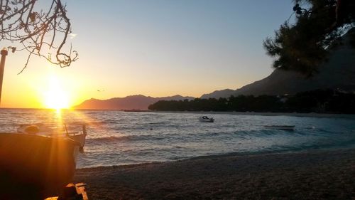 Scenic view of sea at sunset