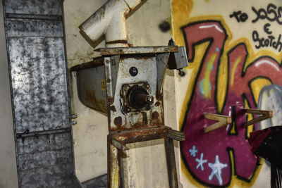 Close-up of old metal door