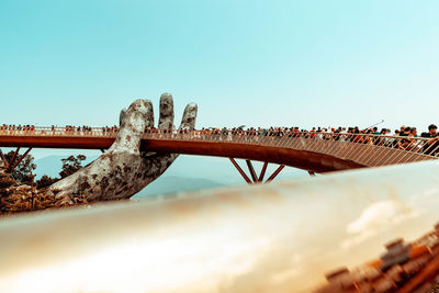 Low angle view of bridge against clear sky