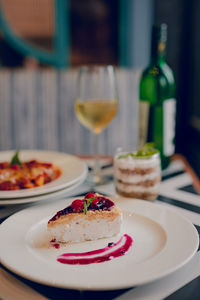 Close-up of food in plate on table