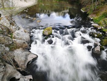 Stream flowing through rocks in forest