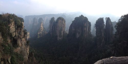 Panoramic view of mountains against sky