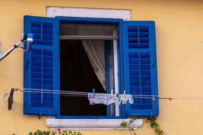 Low angle view of window on building