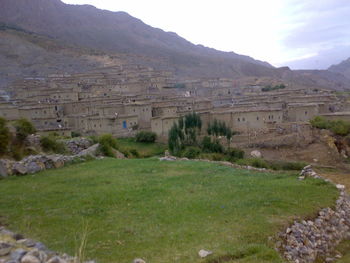 View of old ruin on mountain