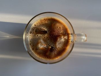 Close-up of coffee cup on table