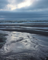 Scenic view of sea against sky during winter