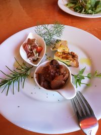 High angle view of meal served in plate