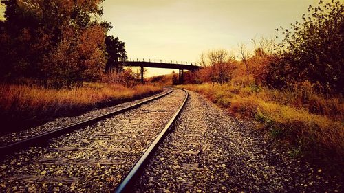 Railroad tracks on railroad track