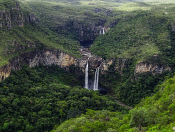 High angle view of waterfall