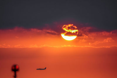 Scenic view of dramatic sky during sunset