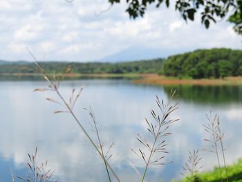 Scenic view of lake against sky