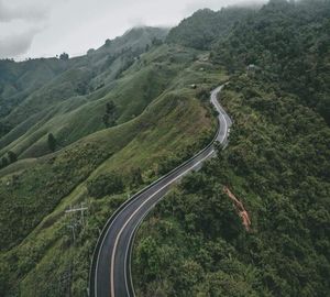 High angle view of road amidst landscape