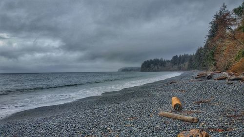 Scenic view of beach against sky