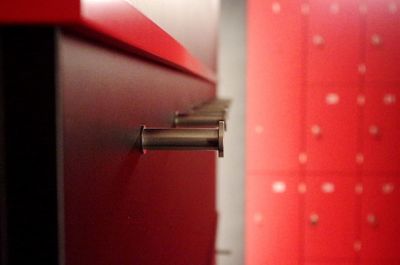 Close-up of red door