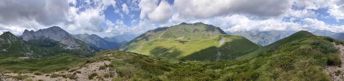 Panoramic view of mountains against sky