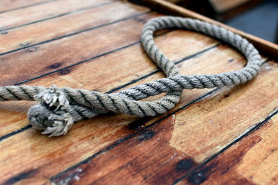 Close-up of rope at harbor