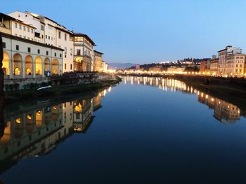 Reflection of buildings in lake