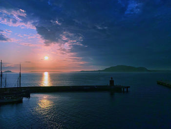 Scenic view of sea against sky during sunset