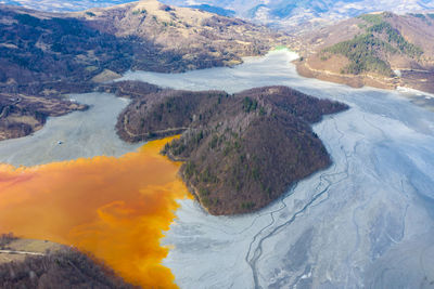 High angle view of volcanic mountain