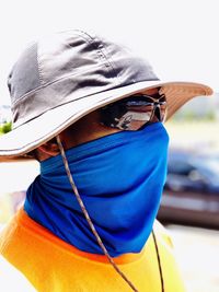 Rear view of woman wearing hat