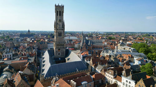 High angle view of cityscape against sky