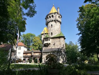 Low angle view of temple against sky