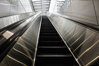 Low angle view of a modern escalator