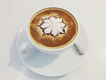 High angle view of coffee on table