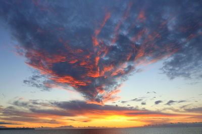 Low angle view of dramatic sky during sunset