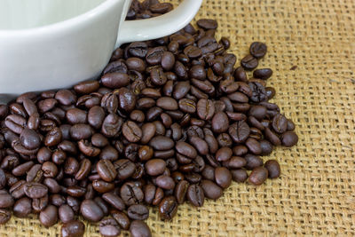 Close-up of coffee beans on table