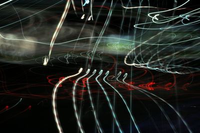 Light trails on road at night