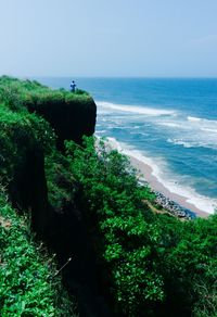 Scenic view of sea against clear sky