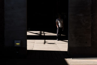 View of man in building