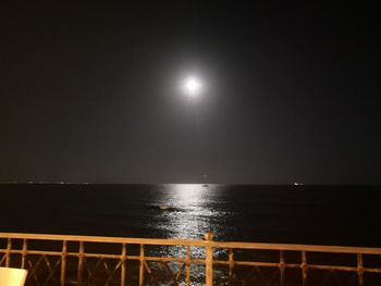 Scenic view of sea against clear sky at night