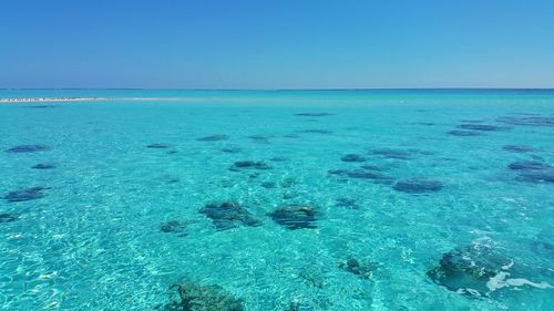 Scenic view of sea against clear sky
