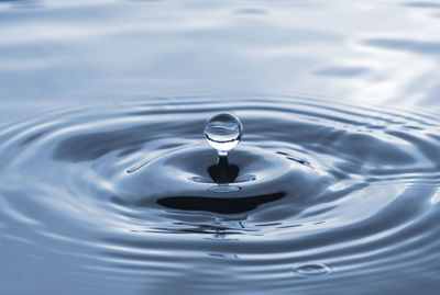 Close-up of drop splashing in water