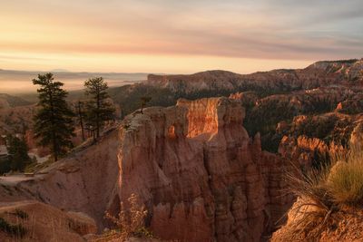 Rock formations at sunset
