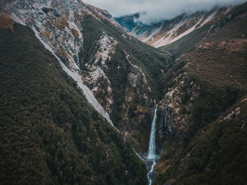 High angle view of waterfall