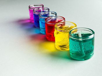 High angle view of drink in glass jar on table