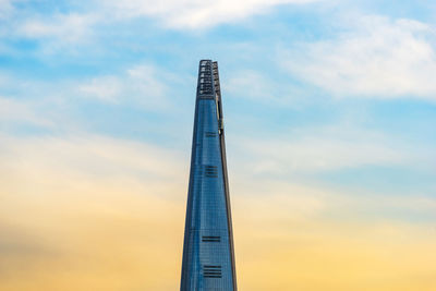 Low angle view of modern building against sky