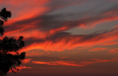 Beautiful sunset in black sea of georgia, horizon and colorful sky. orange and red colors.