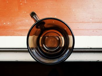 High angle view of drink on table