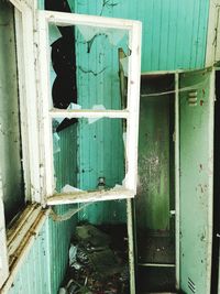 Closed door of old abandoned building