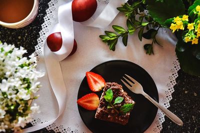 Red fruit on table