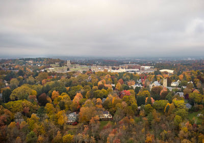 High angle view of townscape against sky