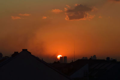 Silhouette buildings against sky during sunset