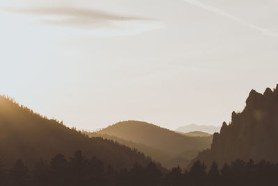 Scenic view of silhouette mountain against sky