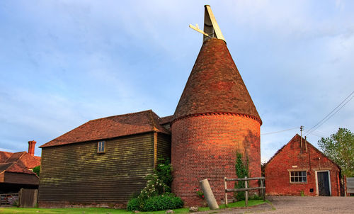 Low angle view of old building against sky