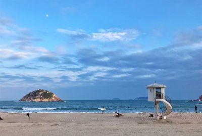 Scenic view of beach against sky